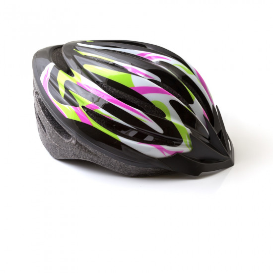 Kerékpáros sisak L (HB13)L=58-61 cm zöld-fekete-pink
